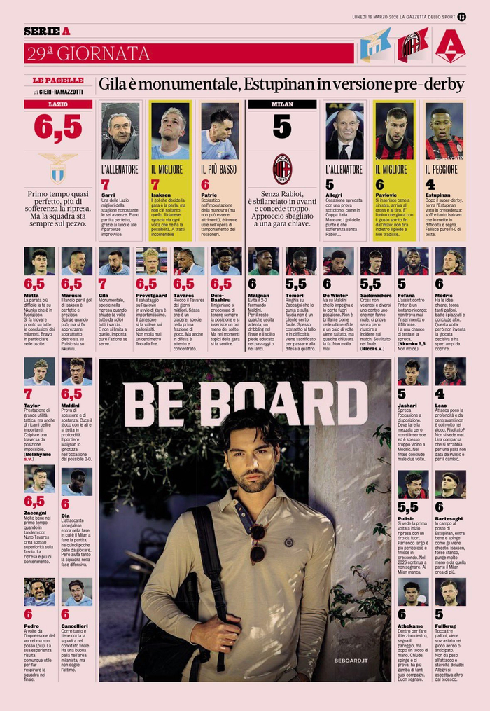 开云真人-意甲拉齐奥1比0胜AC米兰，帕夫洛维奇最高分|埃斯图皮尼安|体育赛事讨论|拉扎尔-帕夫洛维奇|意甲联赛|喵喵_新浪体育_新浪新闻